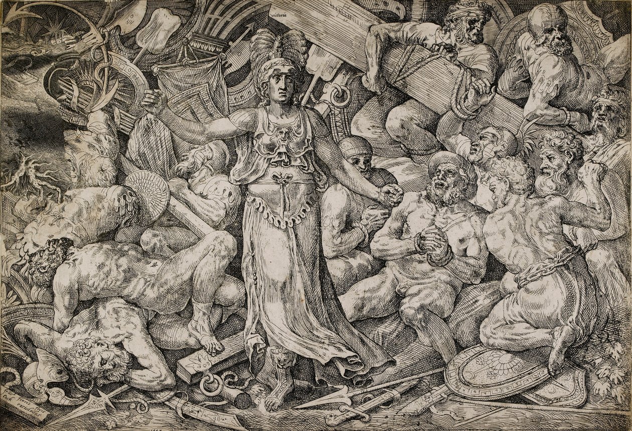 被俘虏和战利品包围的维多利亚，1552年。 作者 弗朗斯·弗洛里斯（Frans Floris）