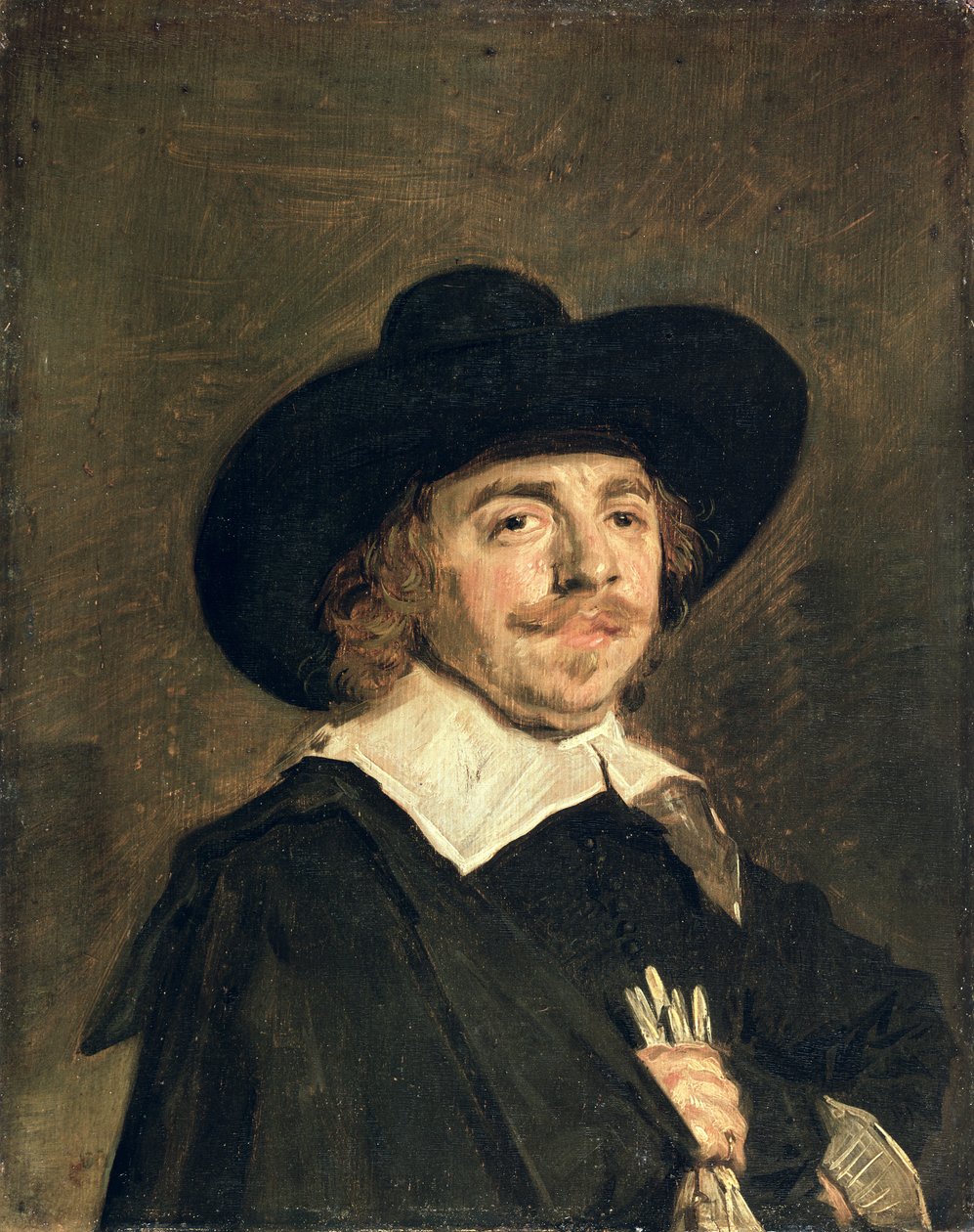 拿着手套的一个人的一张小画象，c.1642 作者 弗兰斯·哈尔斯（Frans Hals）