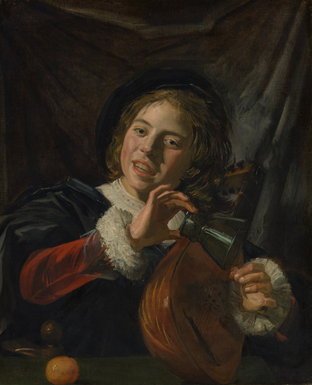 《带琵琶的男孩》，约1625年（布面油画） 作者 弗兰斯·哈尔斯（Frans Hals）