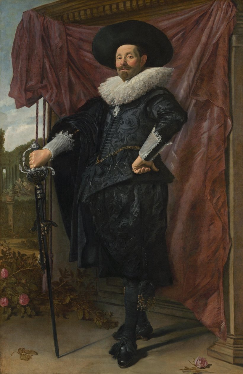 荷兰语：威廉-范海图森（Willem van Heythuysen）手持宝剑的姿势 作者 弗兰斯·哈尔斯（Frans Hals）
