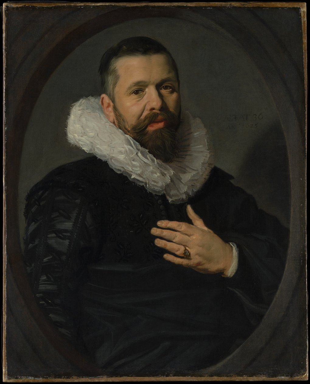 一个大胡子的男人，与一个王牌的肖像 作者 弗兰斯·哈尔斯（Frans Hals）