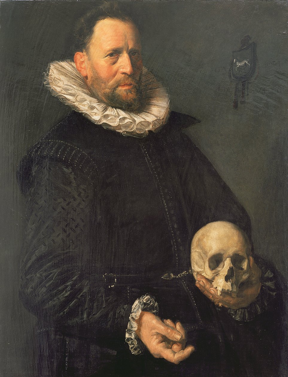 持有头骨的男子肖像，c.1611-12（面板） 作者 弗兰斯·哈尔斯（Frans Hals）