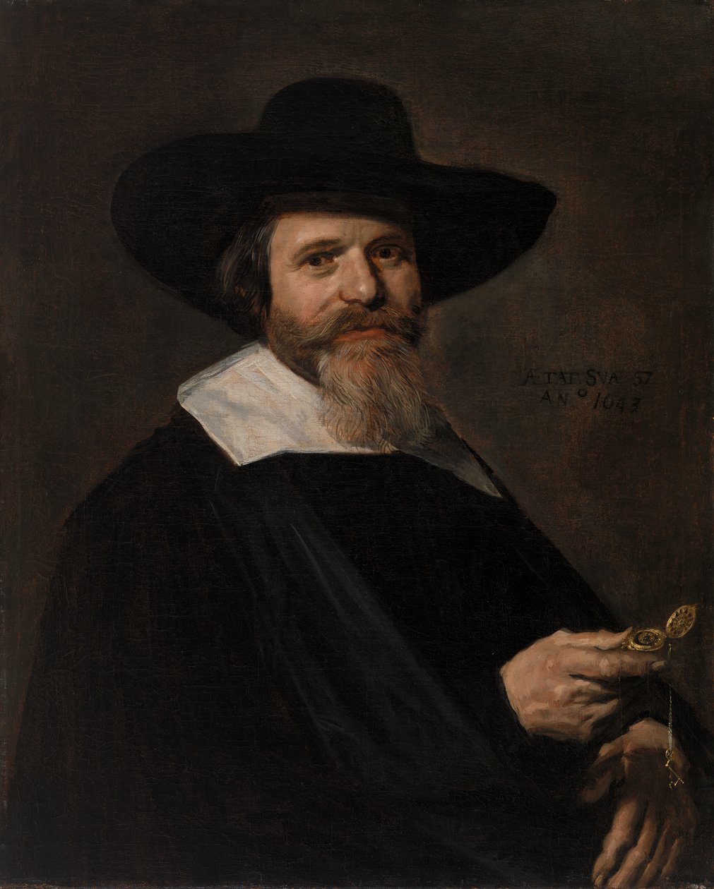 一位男士的肖像--手持手表 作者 弗兰斯·哈尔斯（Frans Hals）