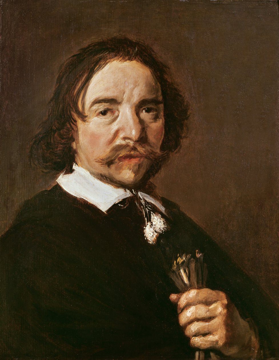 一个人的画象有手套和黑发的，c.1657 作者 弗兰斯·哈尔斯（Frans Hals）
