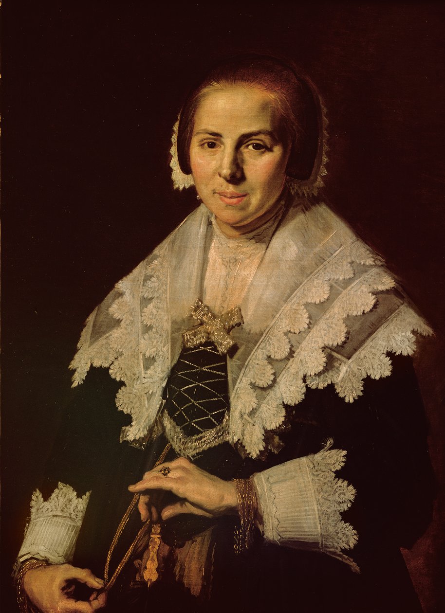 1640年风扇纵向妇女 作者 弗兰斯·哈尔斯（Frans Hals）