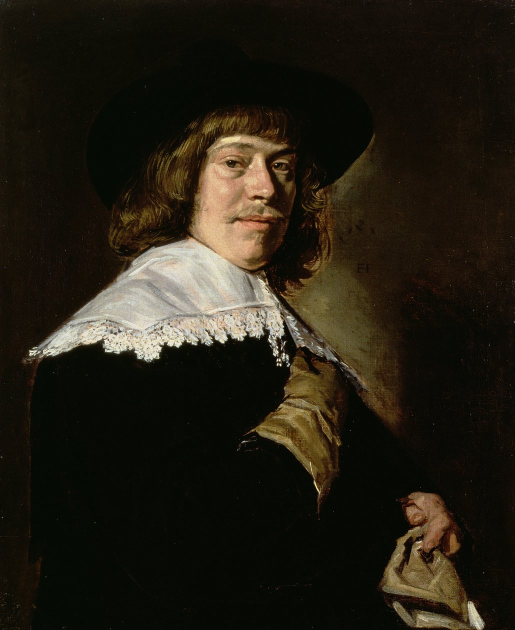 戴手套的年轻男子的肖像，约1640年（布面油画） 作者 弗兰斯·哈尔斯（Frans Hals）