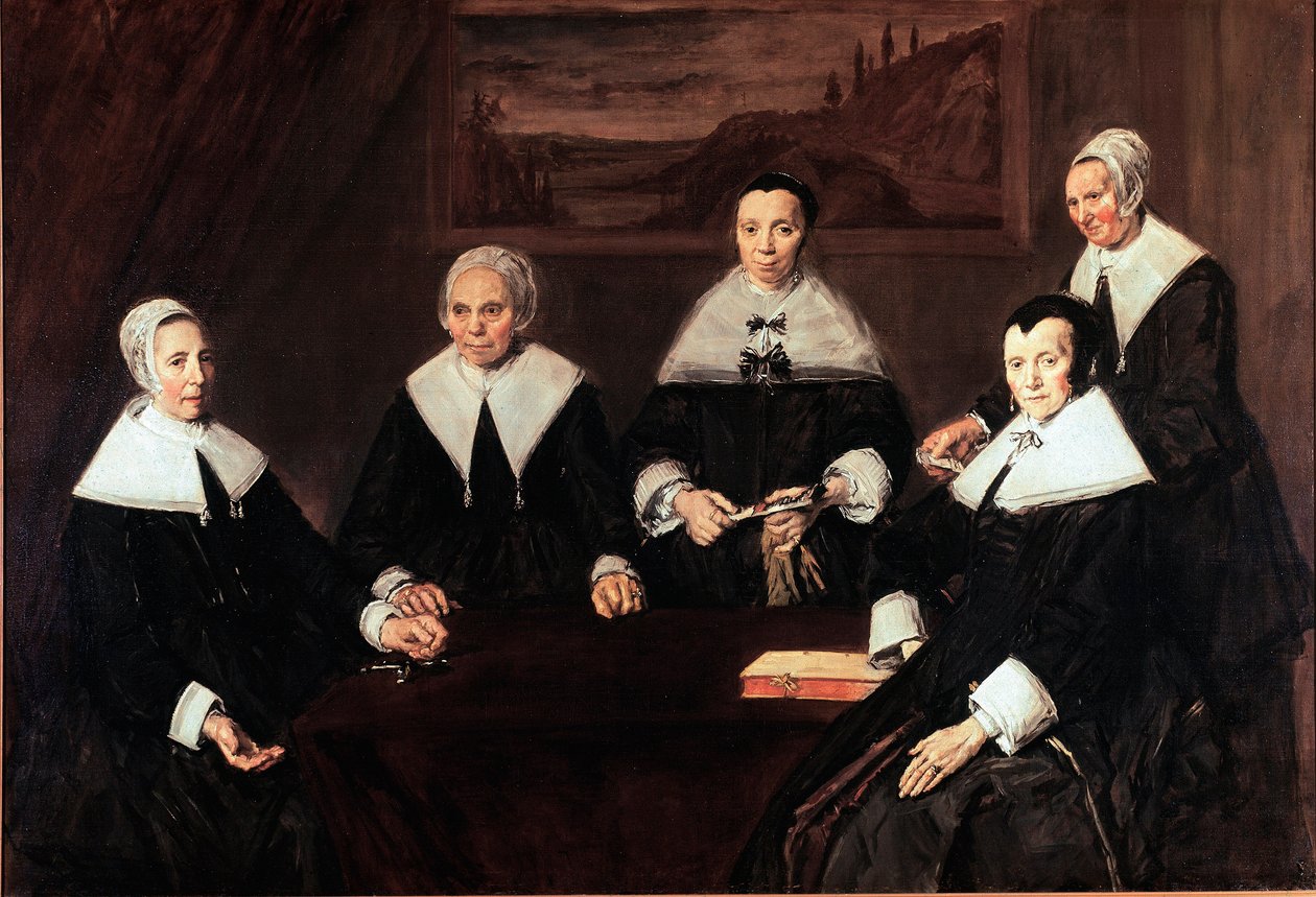 哈勒姆长老临终关怀的摄政王弗兰斯·哈尔斯（Frans Hals，约 1580-1666 年）1664 年作画。 249,5x170,5 cm 哈勒姆，荷兰弗兰斯哈尔斯博物馆 作者 弗兰斯·哈尔斯（Frans Hals）