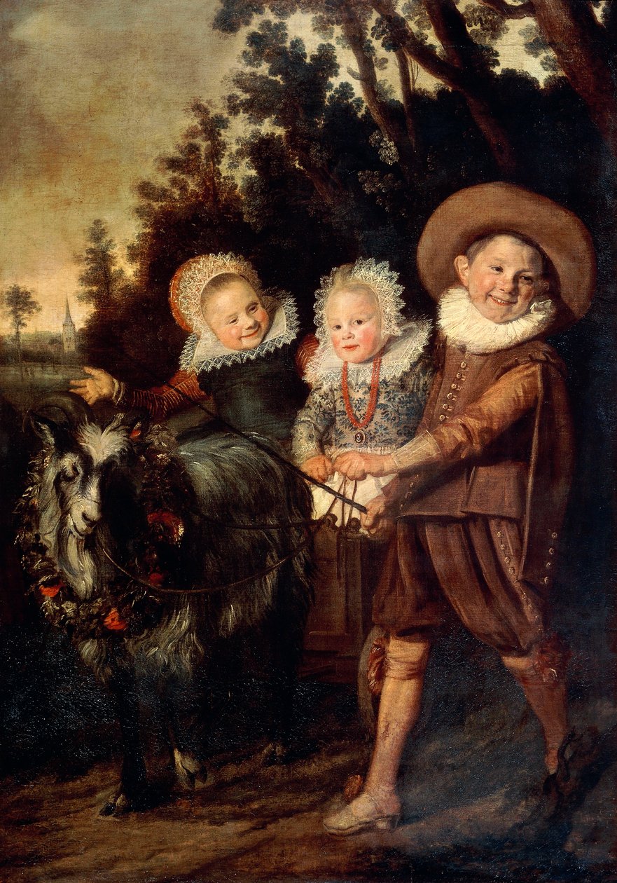 三个孩子和山羊车，约1620年（布面油画 作者 弗兰斯·哈尔斯（Frans Hals）