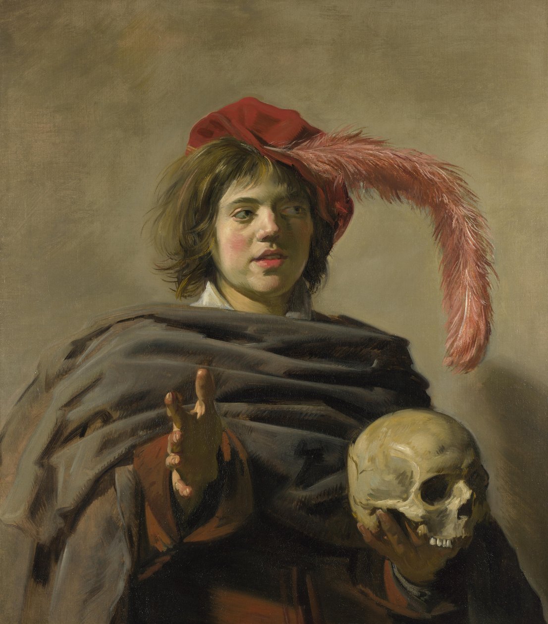 手持头骨的年轻人（Vanitas），约1626年（布面油画） 作者 弗兰斯·哈尔斯（Frans Hals）