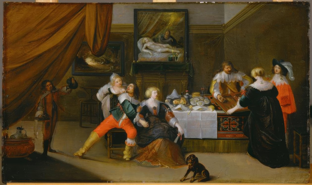 社交场景与背景中的Danae图片 作者 法兰斯三世（Frans III Francken）