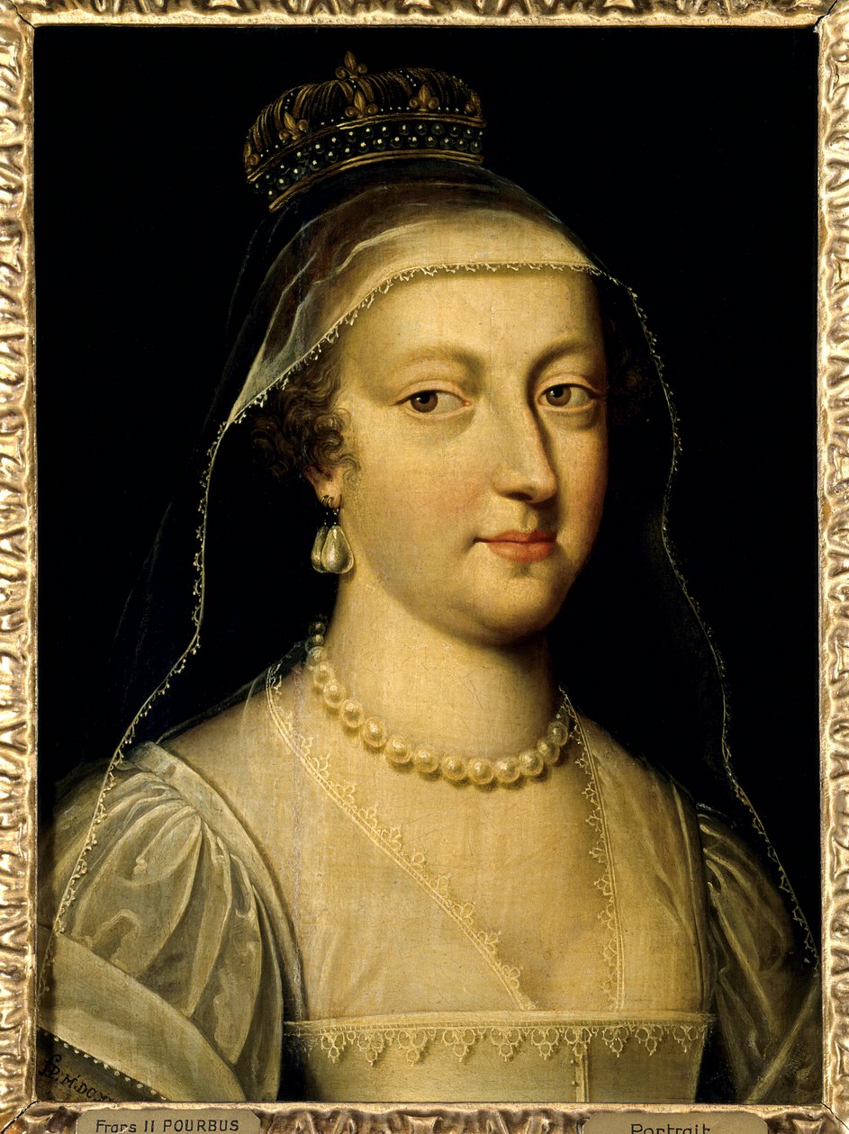 奥地利的安妮 (1601-1666)，法国女王的肖像。 Frans Pourbus Le Jeune (Francois (Franz) Porbus) 的绘画 作者 弗朗斯二世