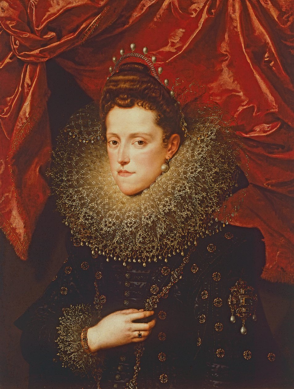 曼图亚公爵夫人埃莱奥诺拉·德·美第奇 (Eleonora de Medici) 的肖像（布面油画） 作者 弗朗斯二世