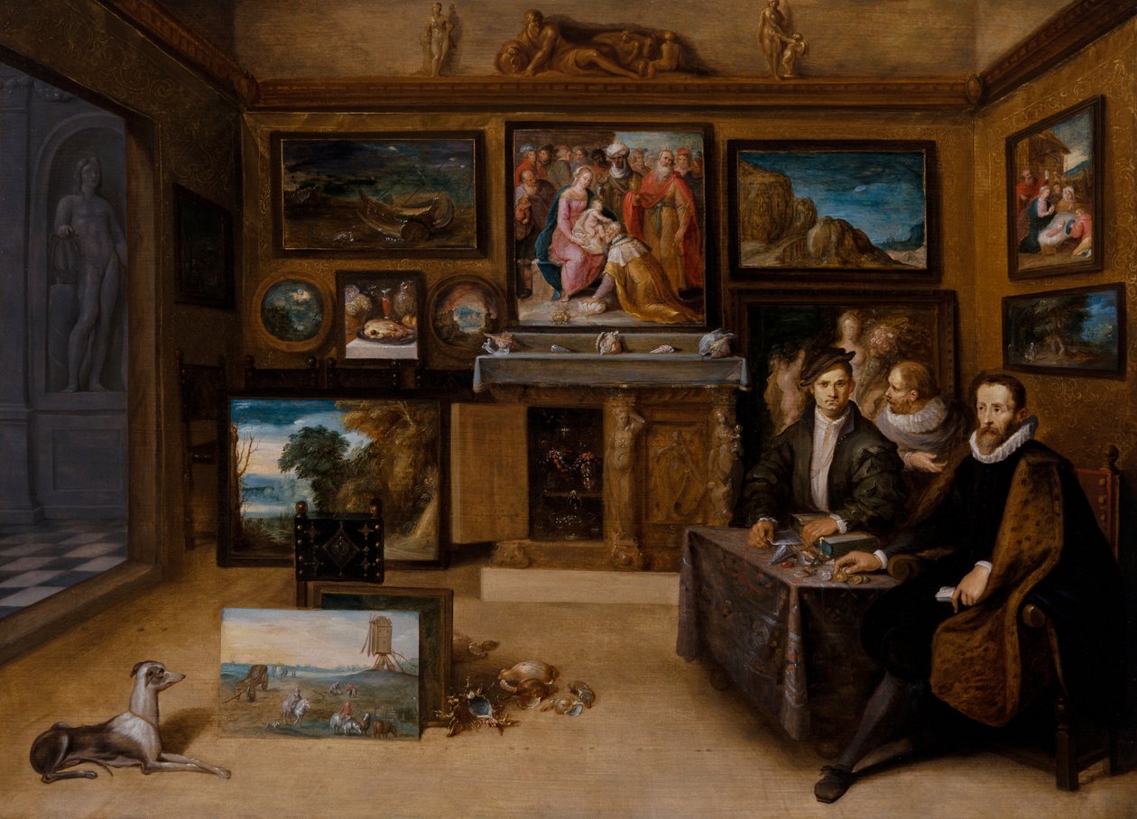 收藏家柜子的内部，里面有 Justus Lipsius 和两个 Conslefhebbers 作者 弗朗斯二世（Frans II）