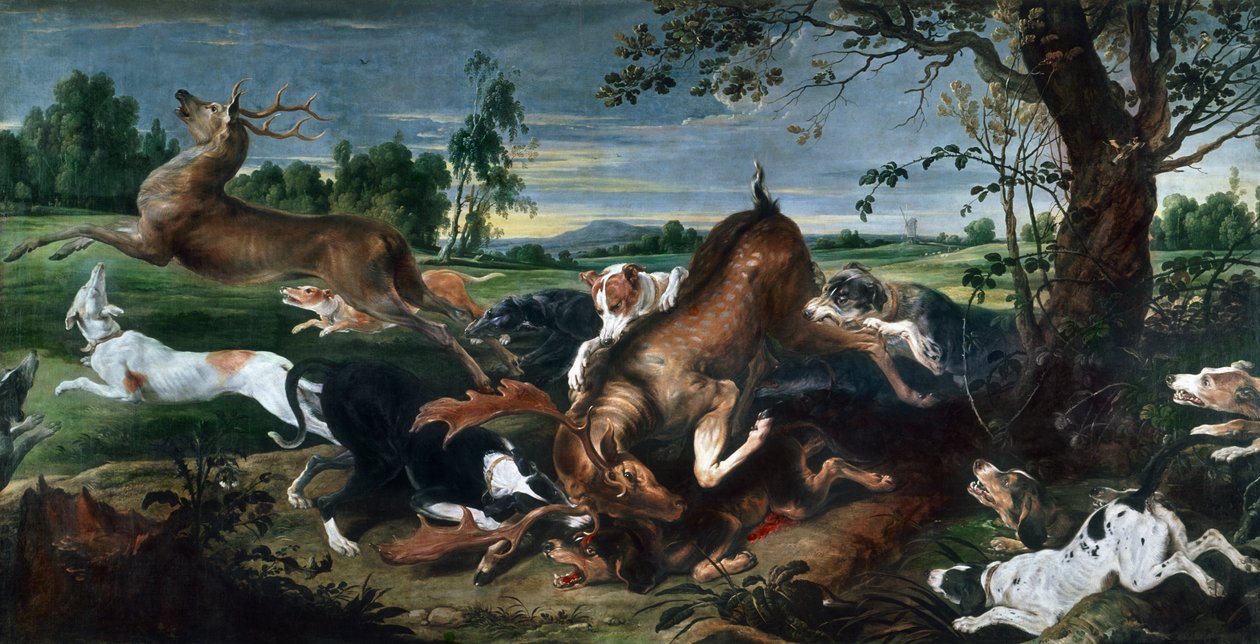 猎鹿》，弗兰斯-斯奈德斯（1579-1657 年）作，布面油画，220x420 厘米。 作者 弗兰斯·斯奈德斯（Frans Snyders）