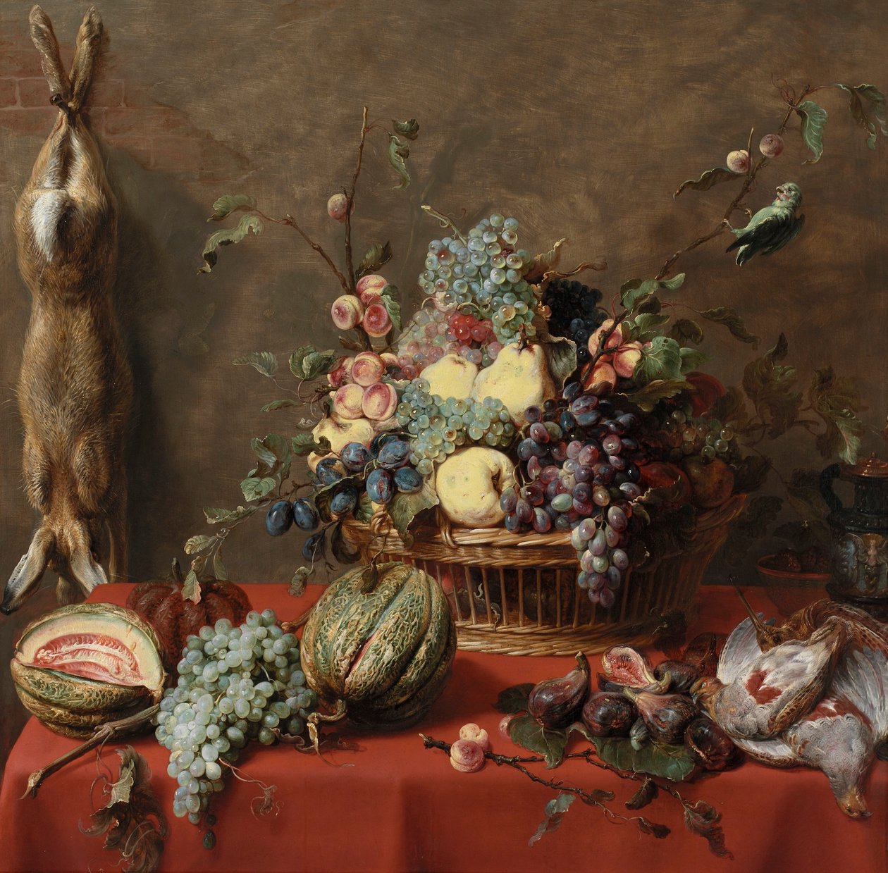 有水果和一只死兔子的静物画 作者 弗兰斯·斯奈德斯（Frans Snyders）
