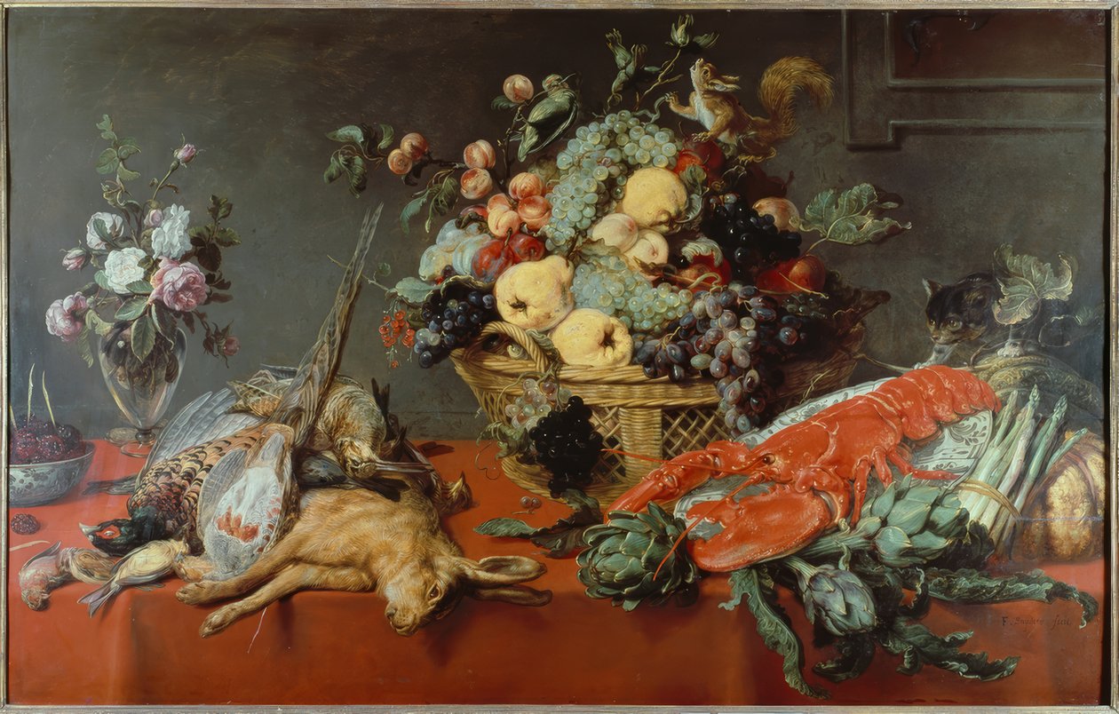 静物与水果篮 作者 Frans Snyders或Snijders