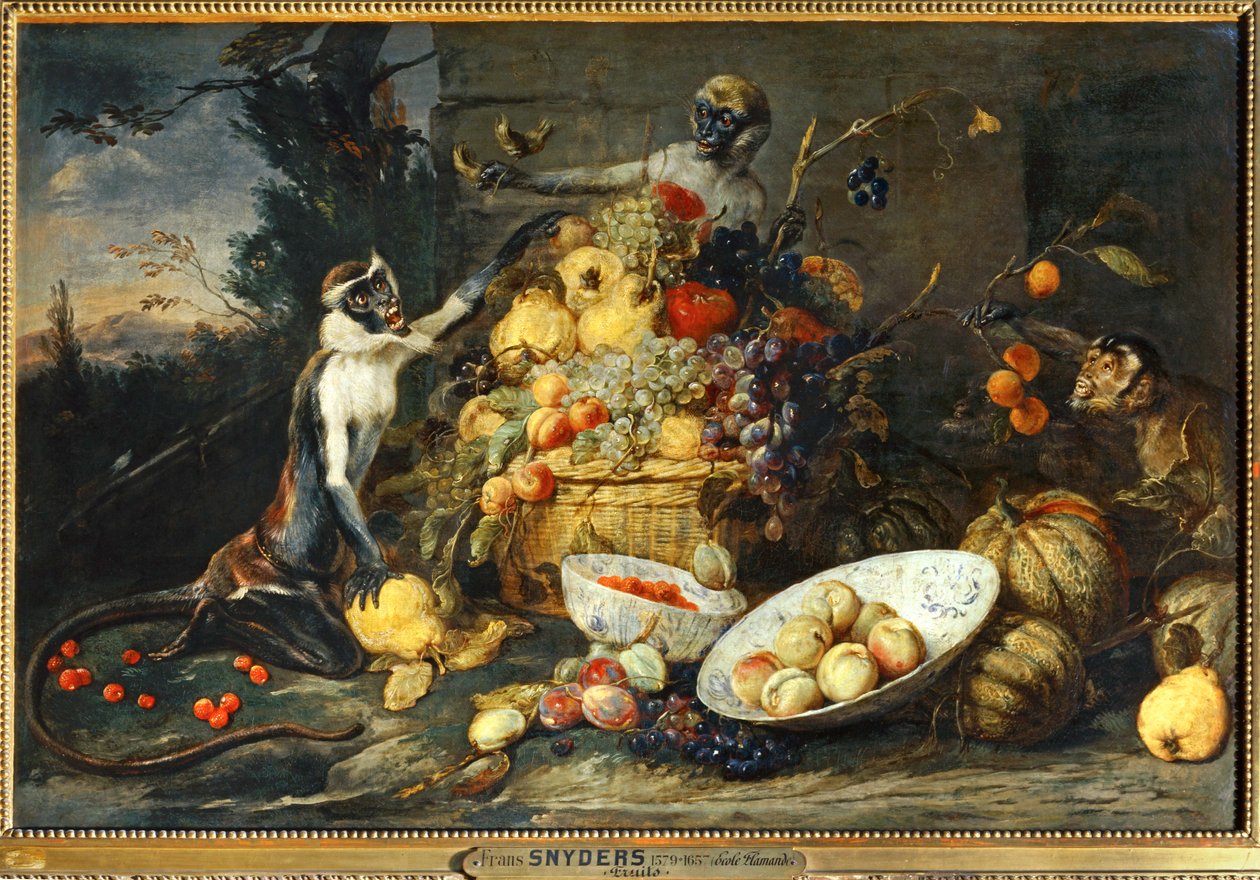 三只猴子，水果大盗... 作者 弗兰斯·斯奈德斯（Frans Snyders）