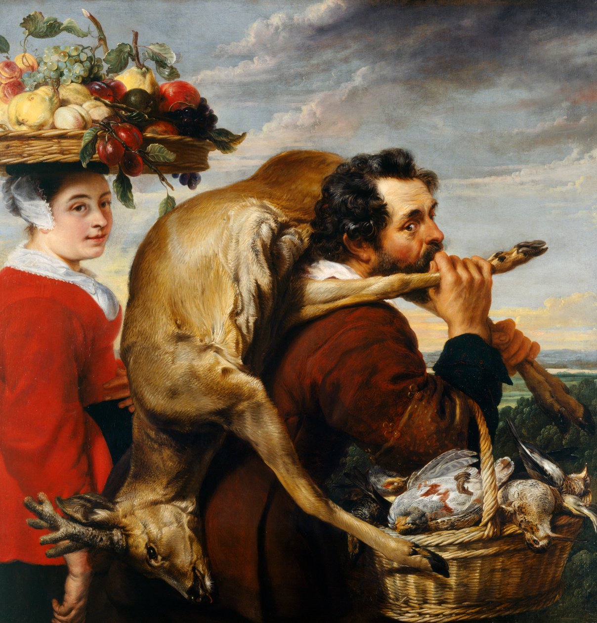 人物与水果和游戏（布面油画） 作者 Frans Snyders或Snijders