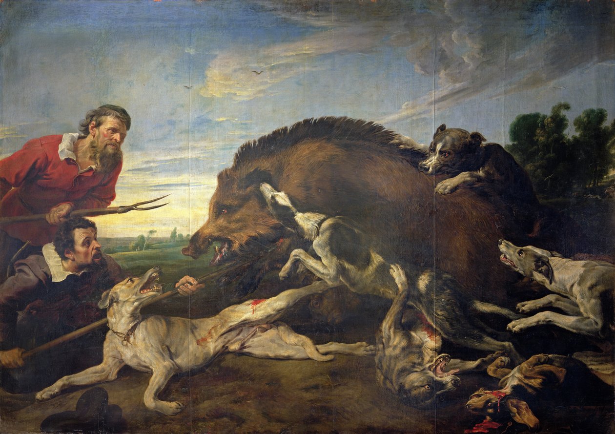 野猪狩猎，c.1640 作者 Frans Snyders或Snijders