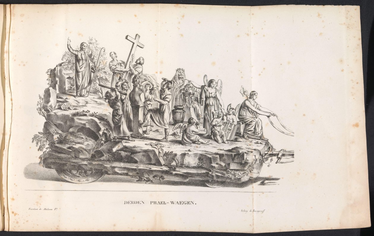 圣隆布特游行队伍中的第三辆花车，1825 年
Derden Prael-waegen（物品上的标题） 作者 弗兰斯·维弗洛特