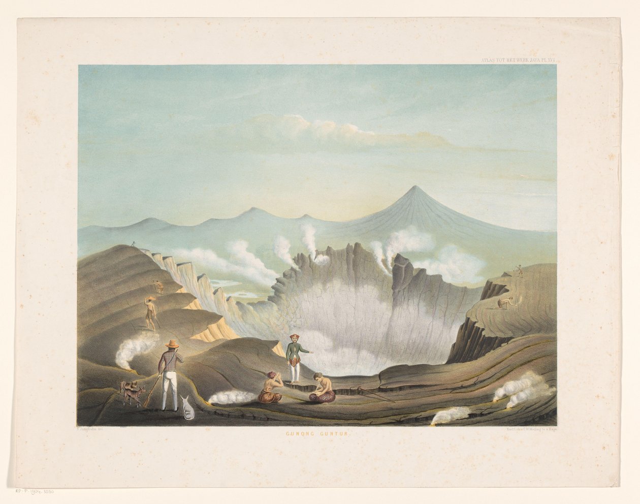西爪哇的贡土尔火山 Gunong Guntur（物体上的标题） Java 作品图集（对象上的系列标题） 包含 11 个风景如画的图版，属于 Java 作品，其外观、植被和内部结构（t 系列） 作者 弗兰斯·威廉·容赫恩