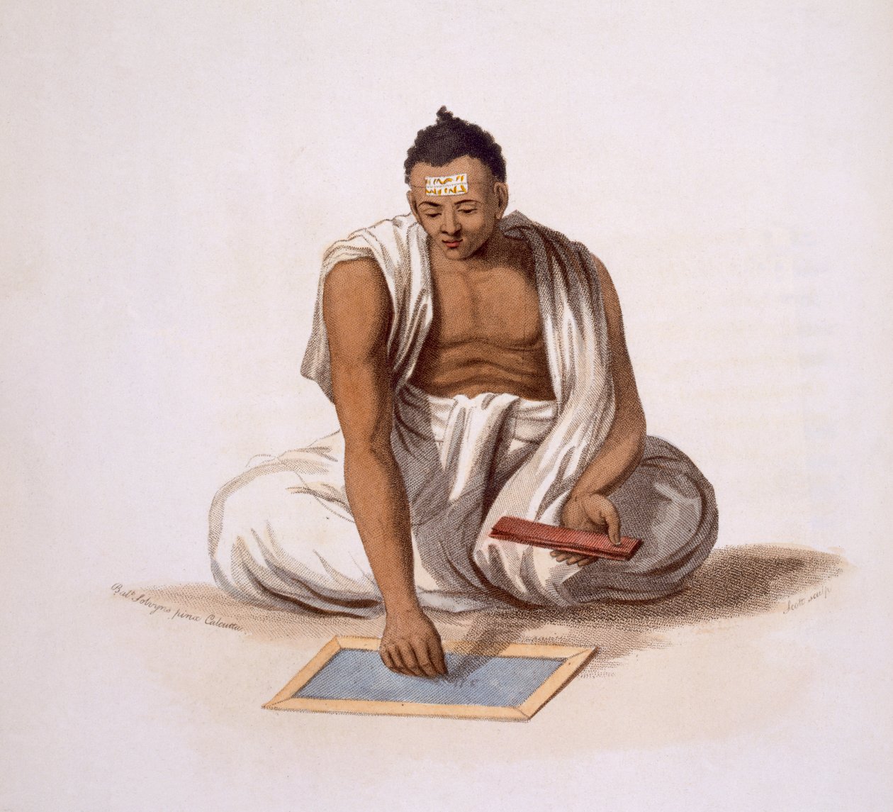 来自E. Orme的“印度服饰”的一个Dyback，或Astrologer，1804年（彩色蚀刻） 作者 弗朗兹·巴尔萨扎（Franz Balthazar）Solvyns