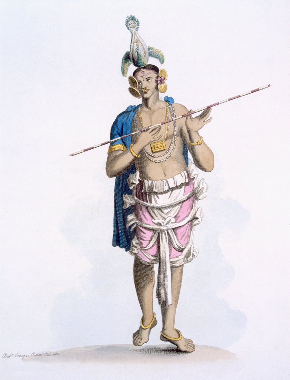 Bauluck：经常扮演女性角色的男孩，来自E. Orme的“印度服饰”，1804年（彩色蚀刻） 作者 弗朗兹·巴尔萨扎（Franz Balthazar）Solvyns