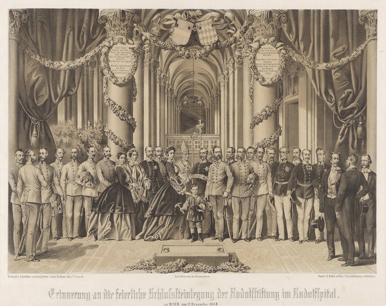在Rudolfspital 1864年庄严地铺设Rudolfstiftung基石的记忆 作者 弗朗兹·格拉施（Franz Gerasch）
