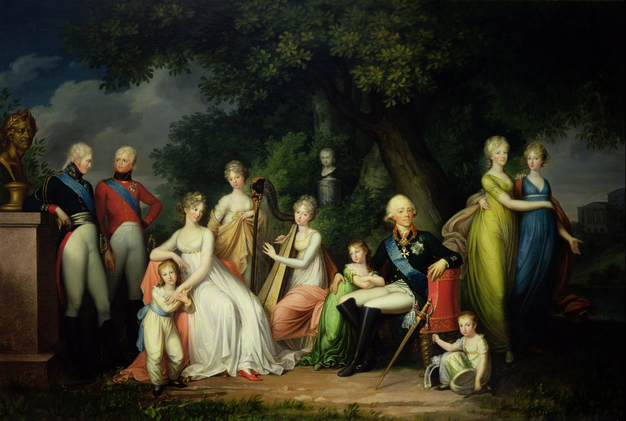 Paul I（1754-1801），Maria Feodorovna（1759-1828）和他们的孩子，c.1800 作者 弗朗兹·格哈德·冯·库格根