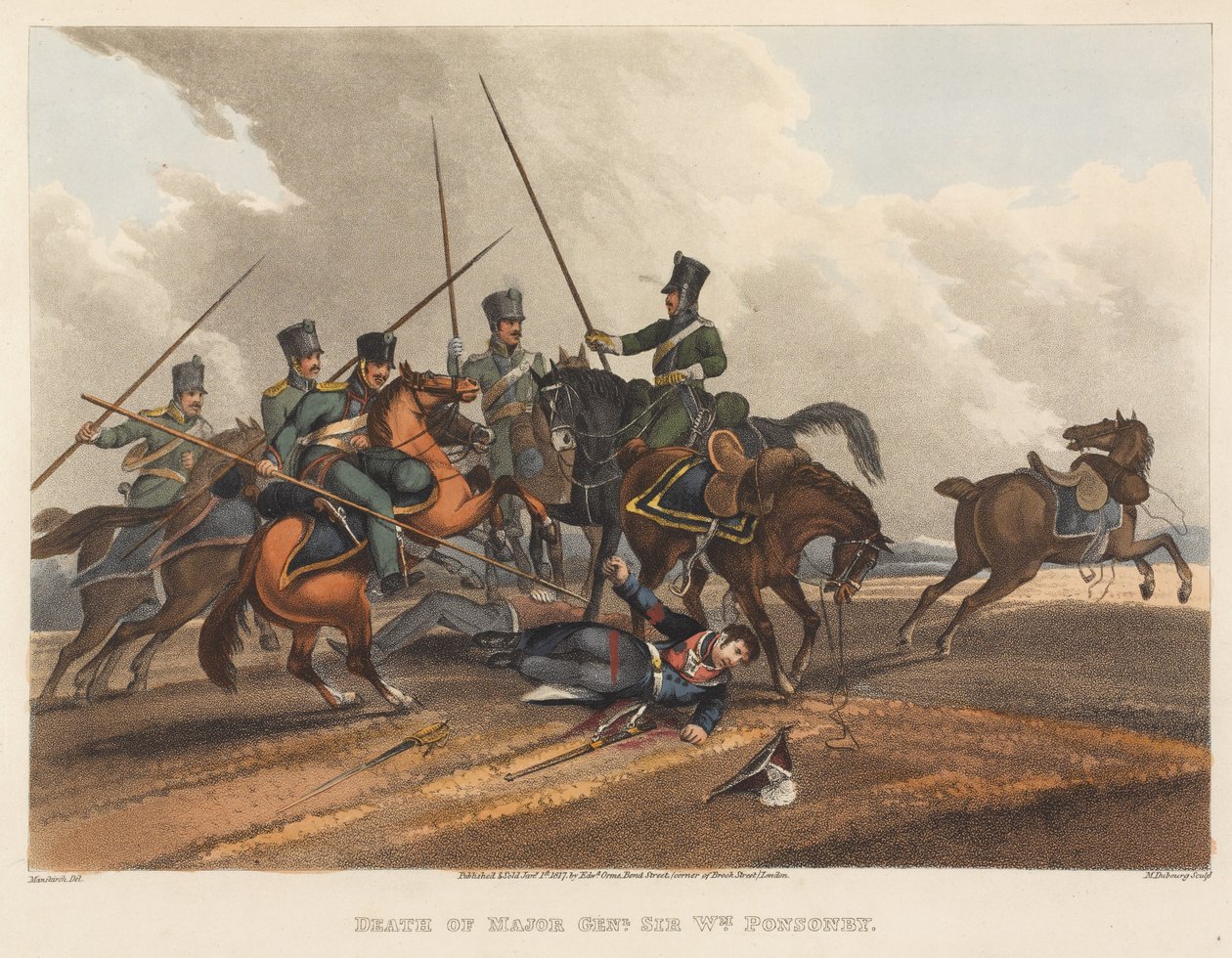 1819年由M. Dubourg雕刻的威廉·庞森比少将逝世（彩色aquatint） 作者 弗朗兹·约瑟夫·曼斯基希
