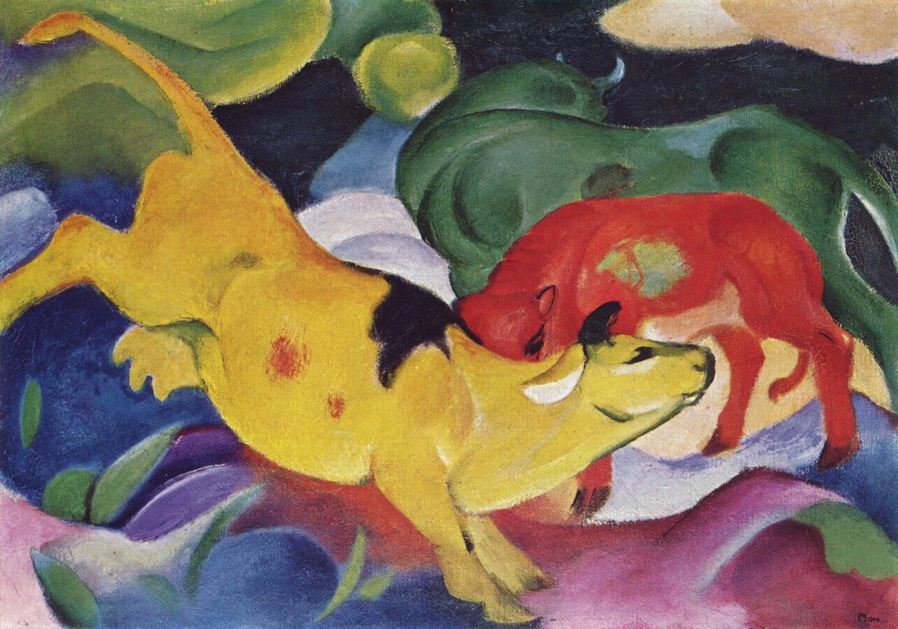 奶牛红色，绿色，黄色 作者 弗朗兹·马克（Franz Marc）