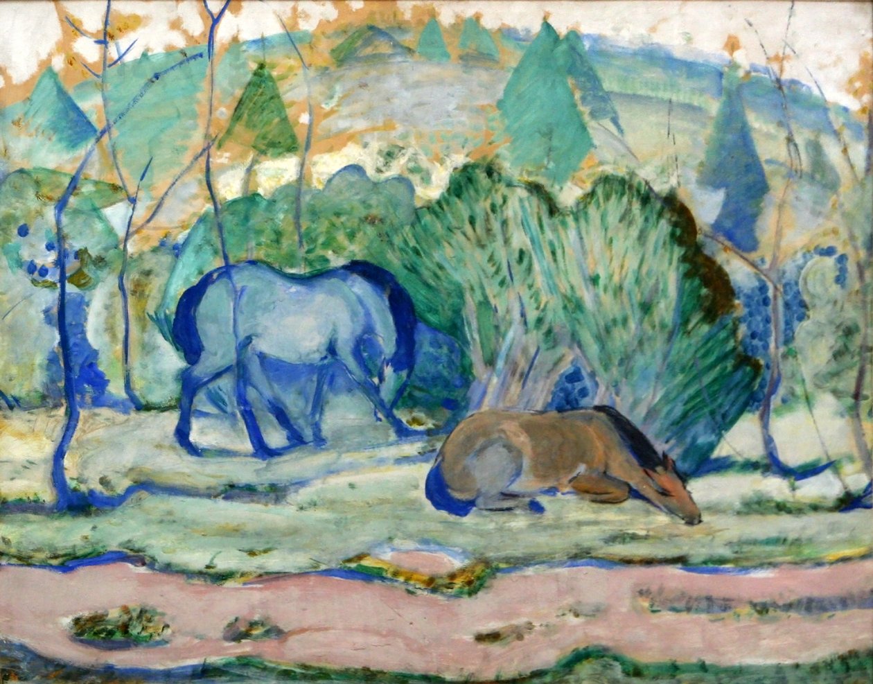 马在牧场上 作者 弗朗兹·马克（Franz Marc）