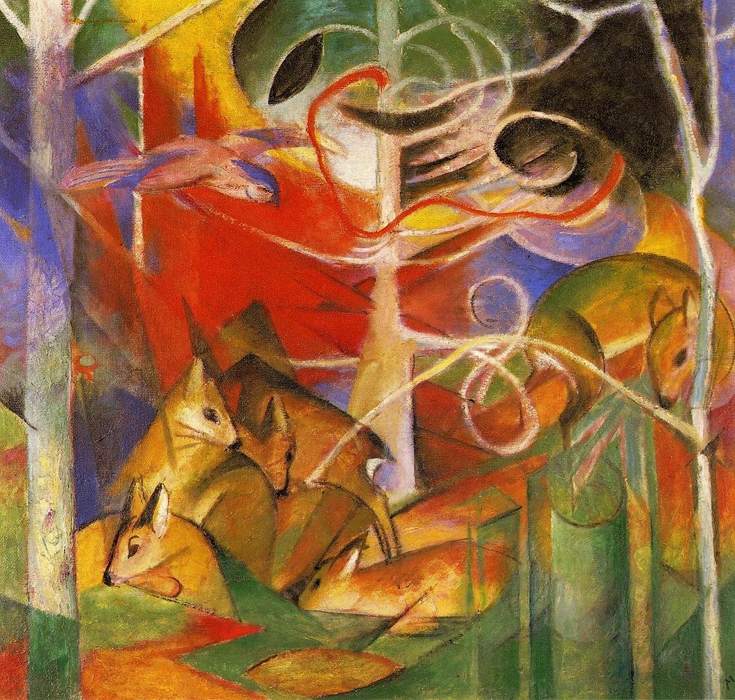鹿在森林里 作者 弗朗兹·马克（Franz Marc）