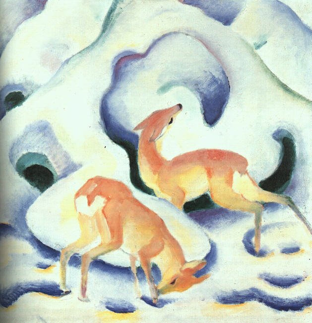 雪中的鹿 作者 弗朗兹·马克（Franz Marc）