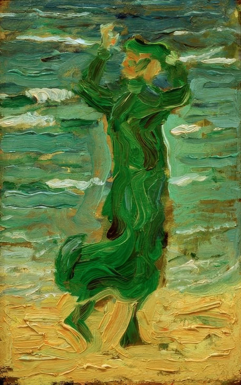 在海上风中的女人 作者 弗朗兹·马克（Franz Marc）