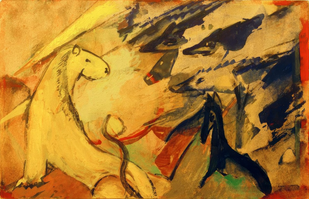 黄狮，蓝狐，蓝马 作者 弗朗兹·马克（Franz Marc）