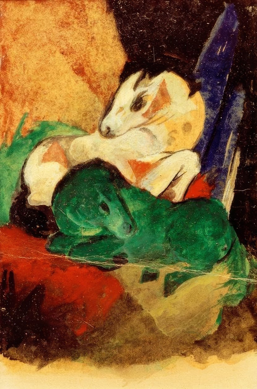 绿色和白色的马 作者 弗朗兹·马克（Franz Marc）