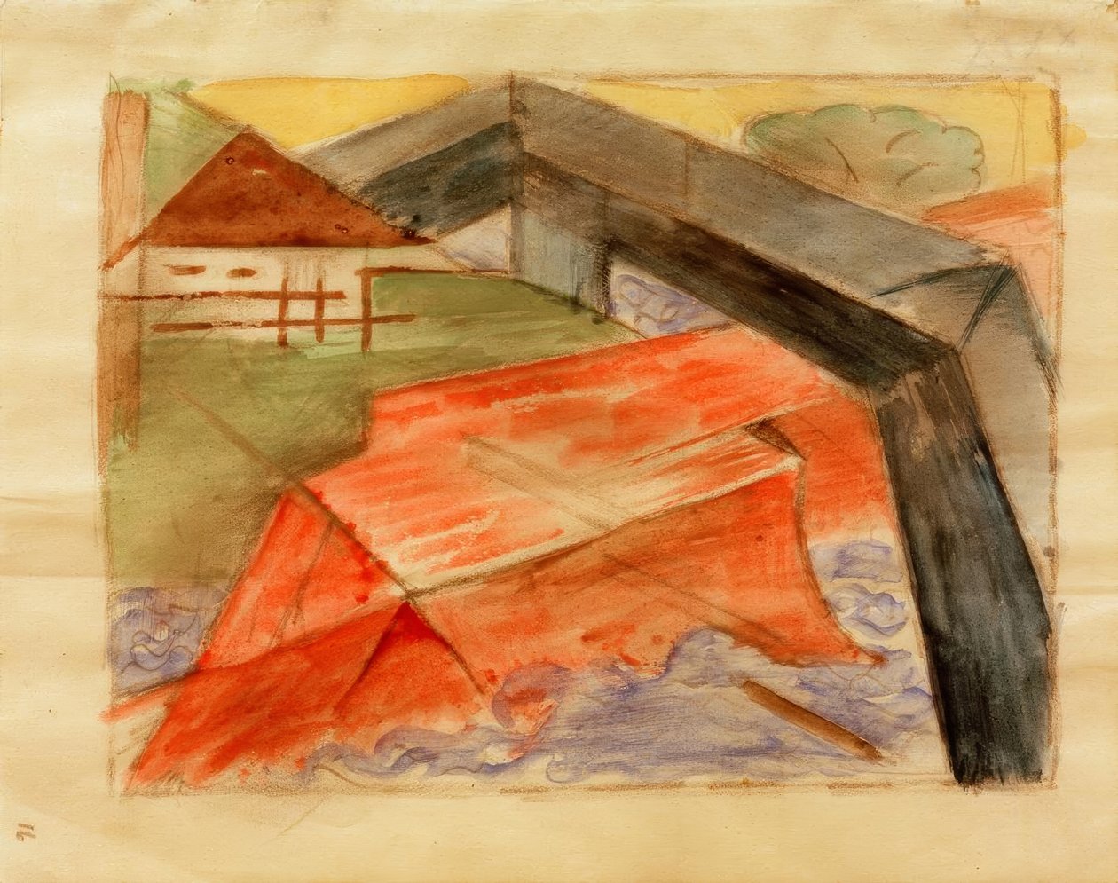 房屋和桥梁 作者 弗朗兹·马克（Franz Marc）