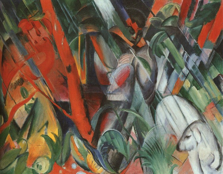 在雨中 作者 弗朗兹·马克（Franz Marc）