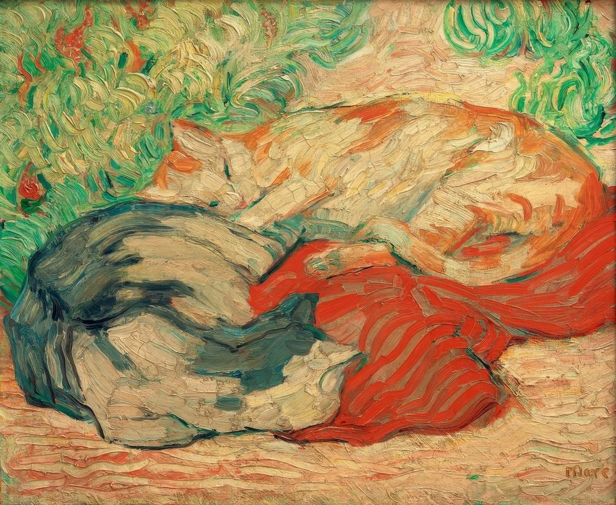 红布上的猫 作者 弗朗兹·马克（Franz Marc）