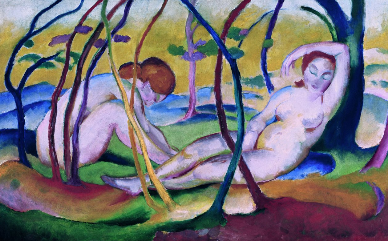 树下的裸体 作者 弗朗兹·马克（Franz Marc）