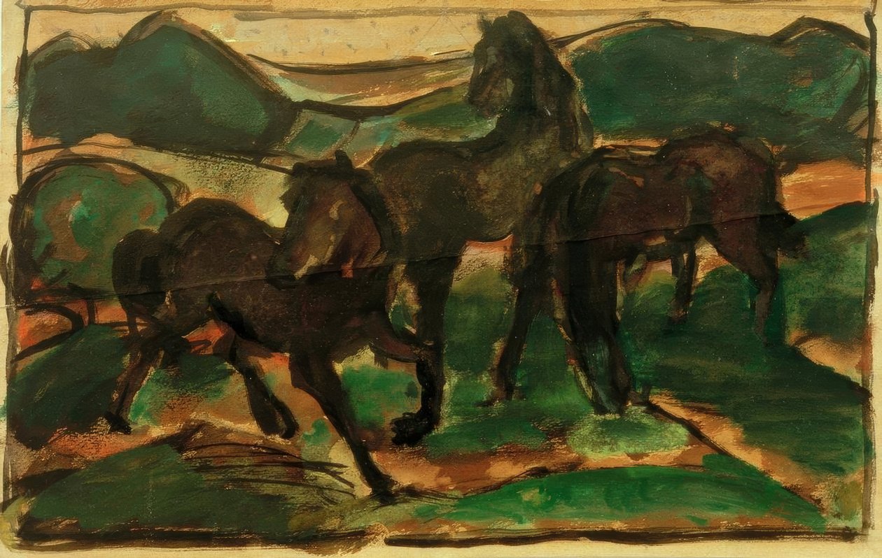 我在牧场上的马 作者 弗朗兹·马克（Franz Marc）