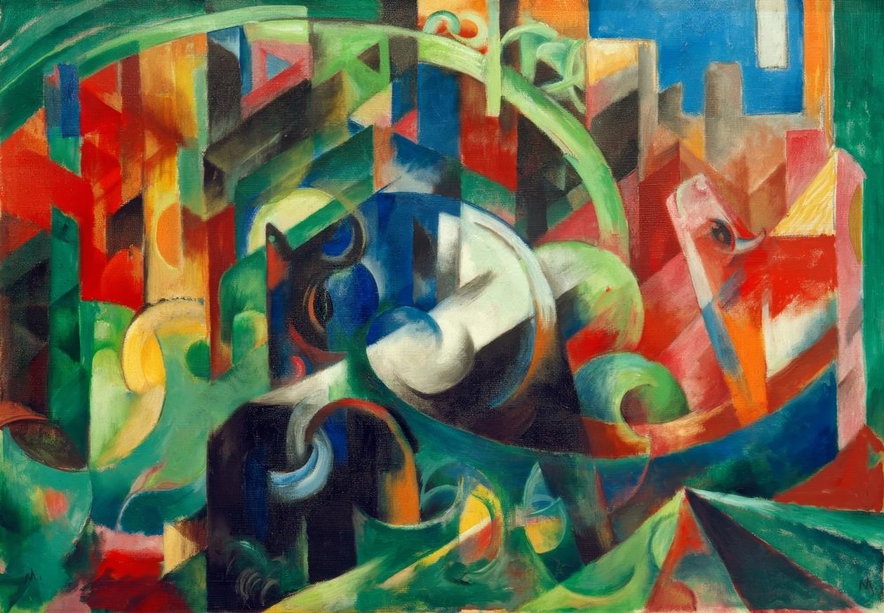 牛（与牛我的照片） 作者 弗朗兹·马克（Franz Marc）