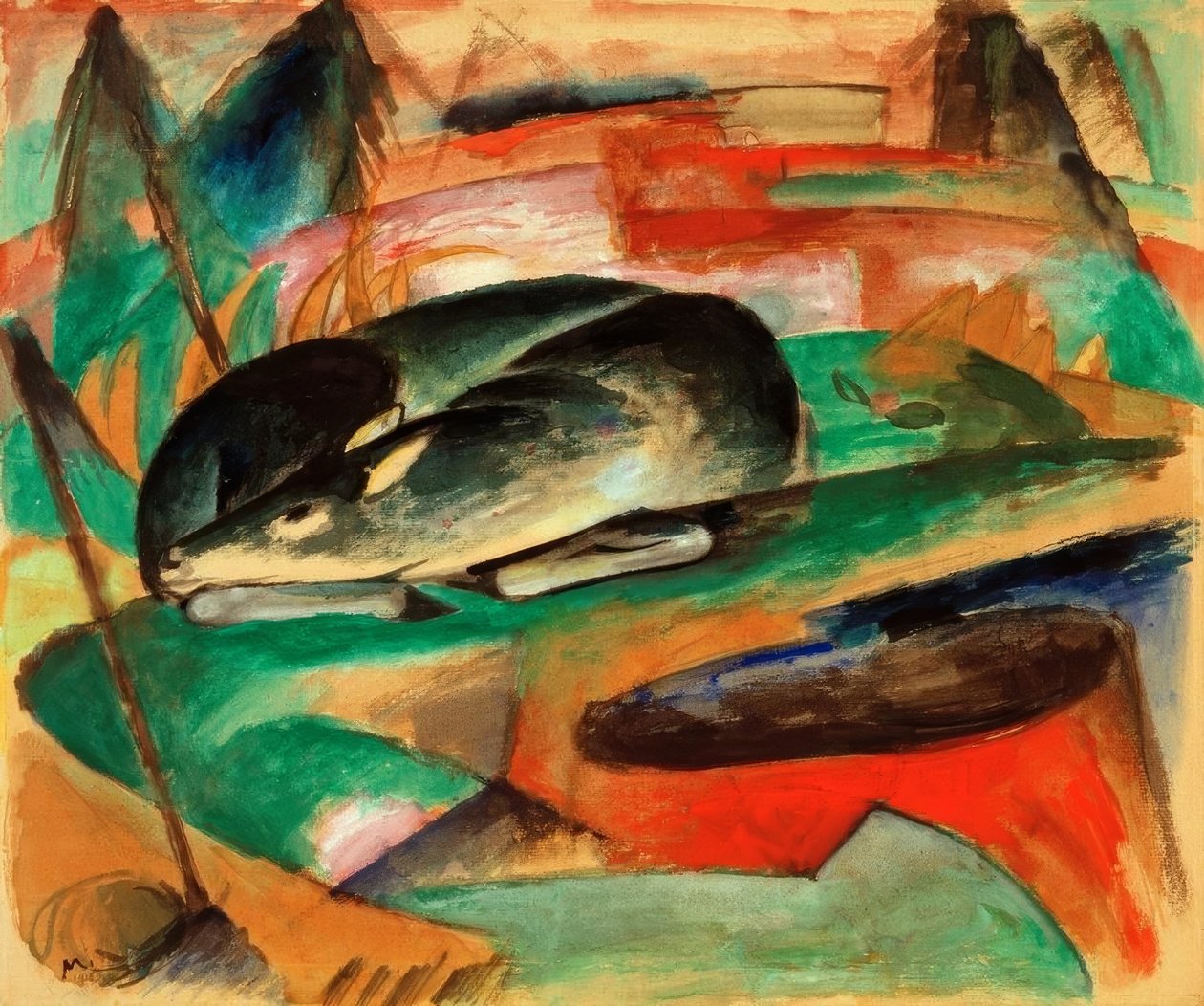 睡鹿 作者 弗朗兹·马克（Franz Marc）