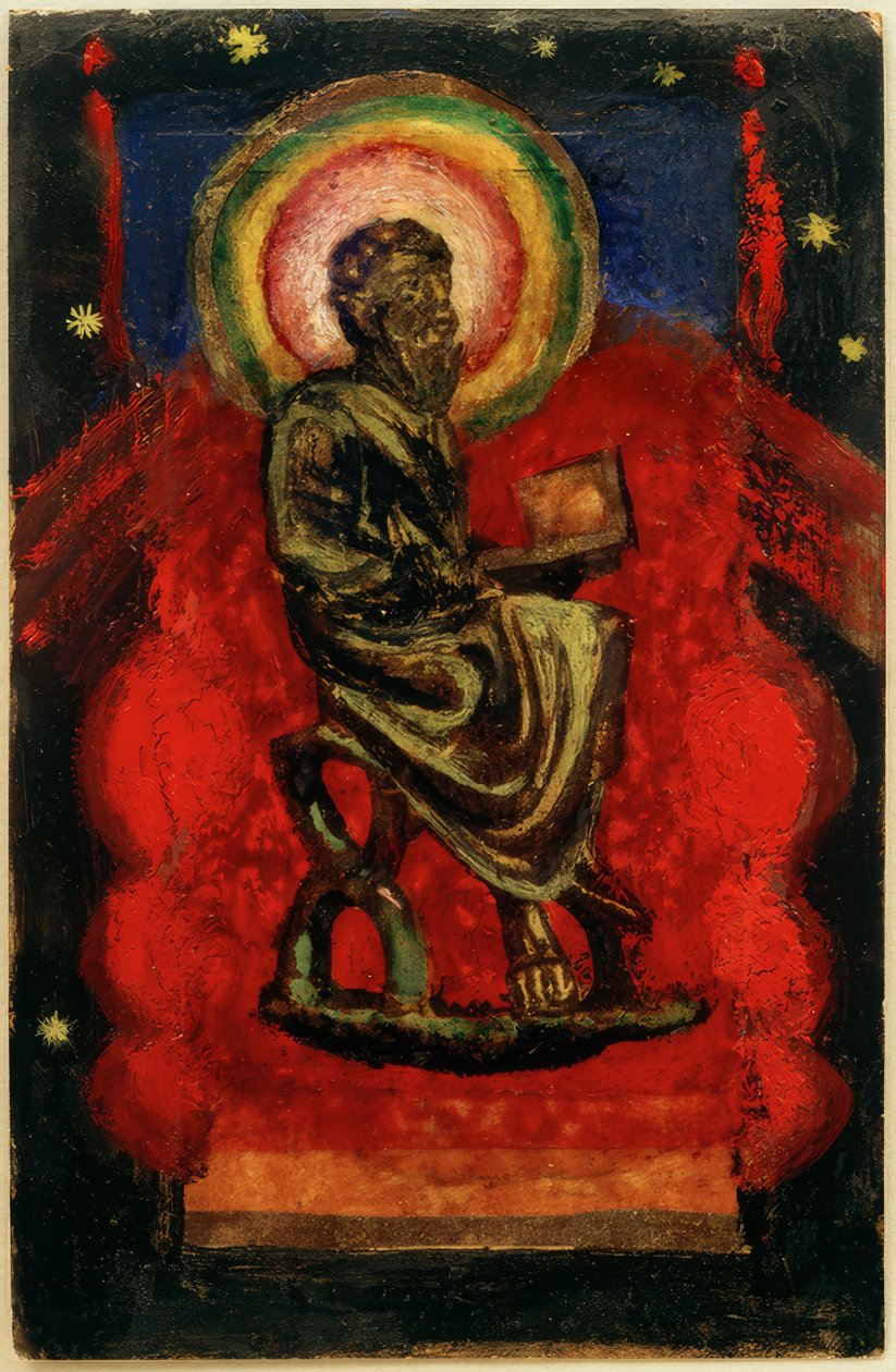 坐着的圣徒，拜占庭圣人 作者 弗朗兹·马克（Franz Marc）