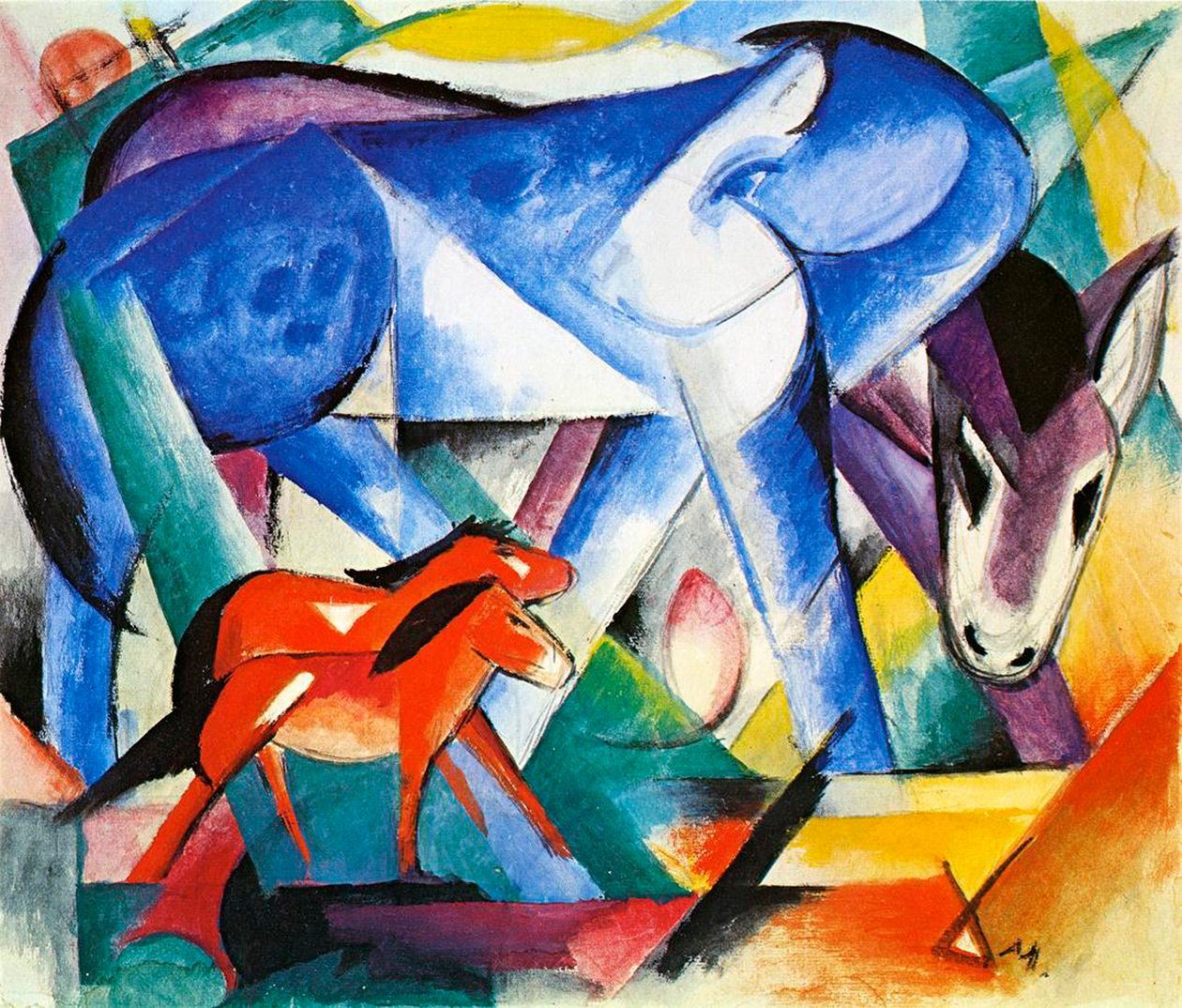 第一动物，1913年（纸上的蛋彩画） 作者 弗朗兹·马克（Franz Marc）