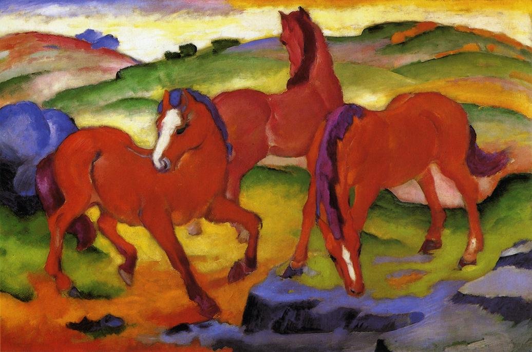 三匹红马 作者 弗朗兹·马克（Franz Marc）