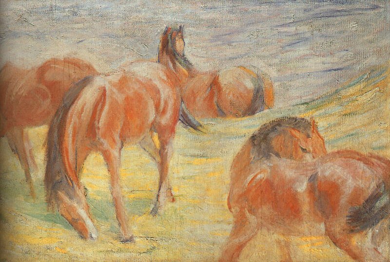 放牧马匹 作者 弗朗兹·马克（Franz Marc）