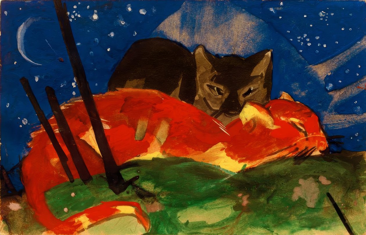两只猫 作者 弗朗兹·马克（Franz Marc）