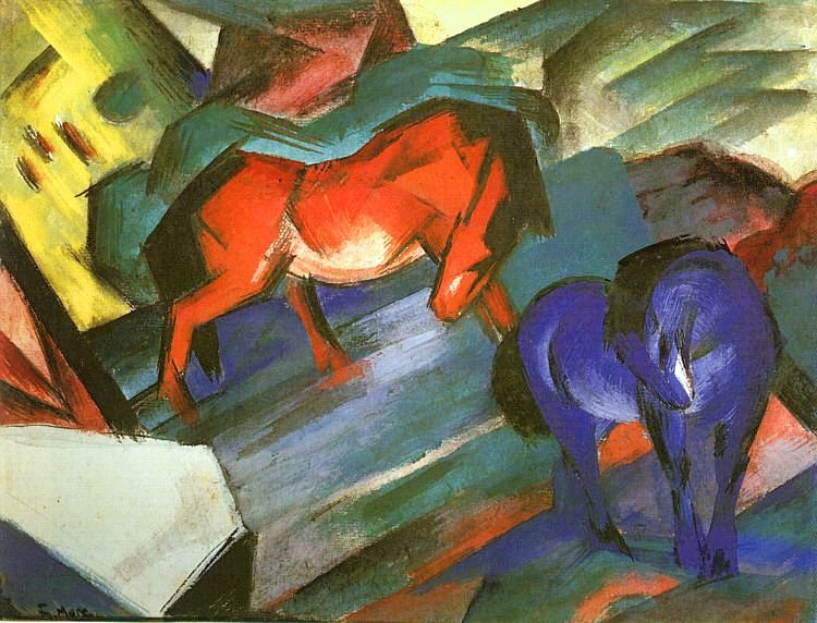 红色和蓝色的马 作者 弗朗兹·马克（Franz Marc）